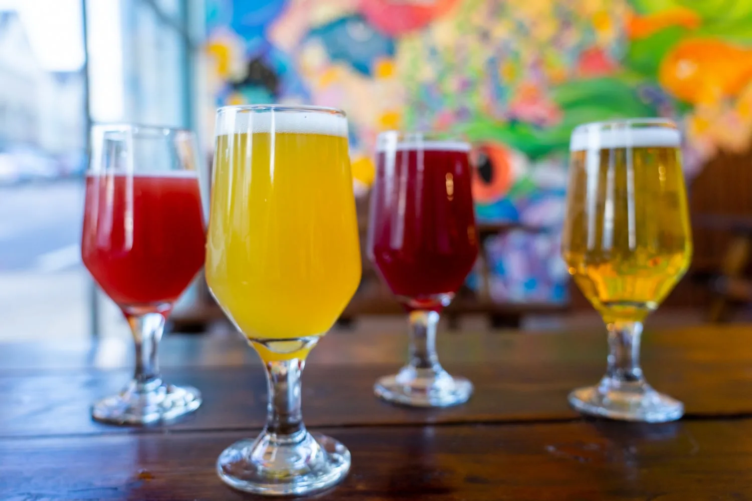Colorful sour beers at Little Animals Brewery in Johnson City TN