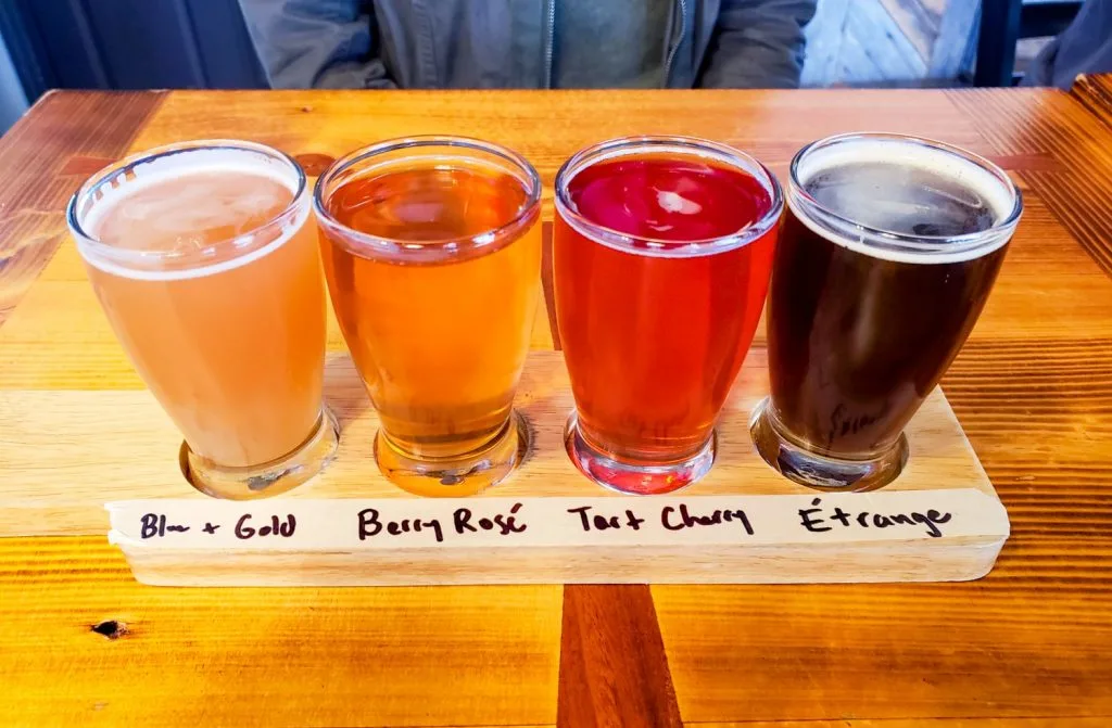 Flight of Craft Beers at Johnson City Brewing Company