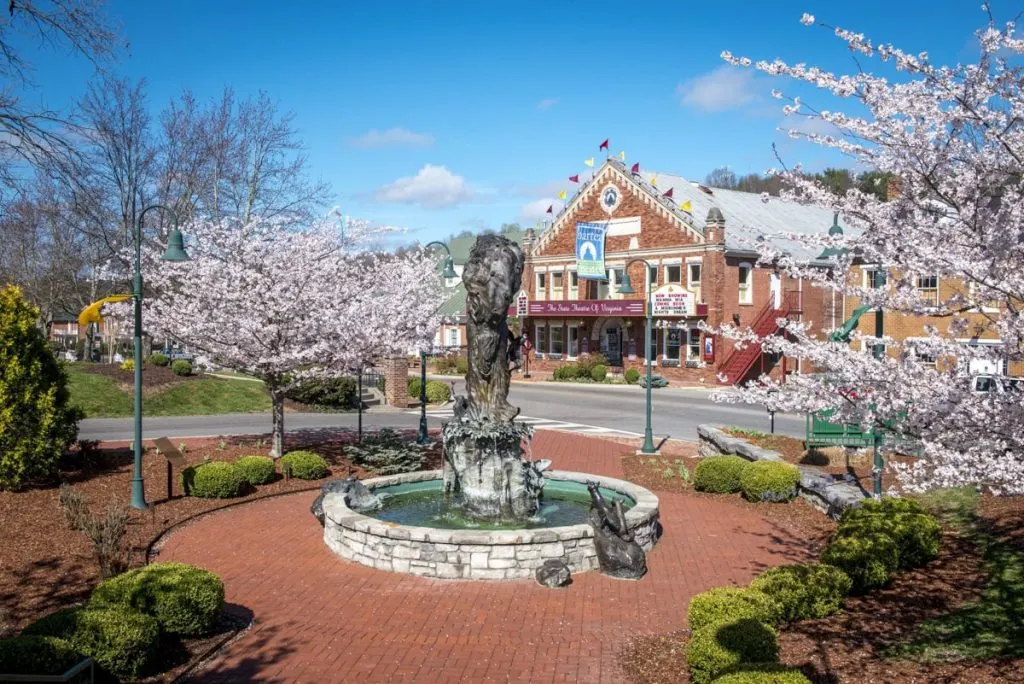 Downtown Abingdon Virginia with Barter Theatre in background