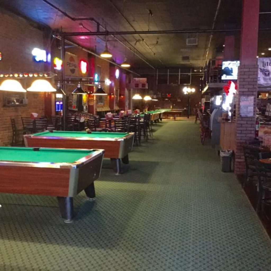 Billliard / pool tables inside Numan's Cafe and Sports Bar in Johnson City, TN