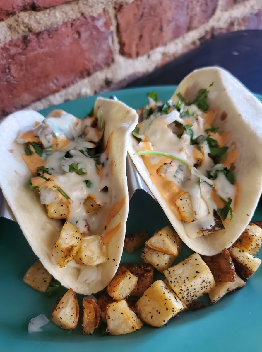 Tacos with potatoes from Holy Taco Cantina in downtown Johnson City