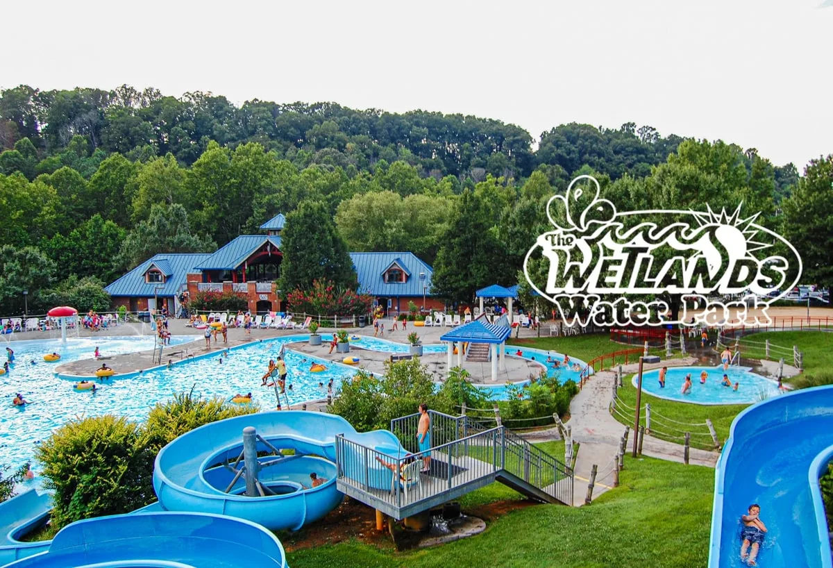 Wetlands Water Park pool and flume slides located in Jonesborough TN 