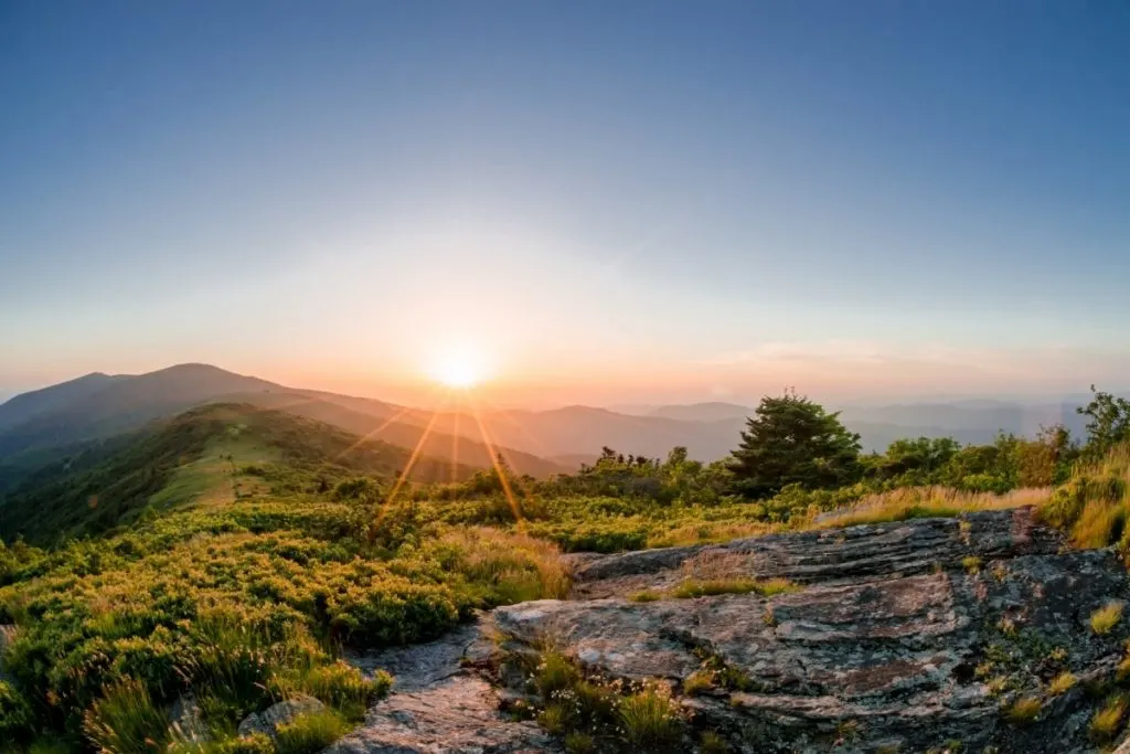 sunset over Roan Mountain in Johnson City TN