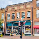 Shops lining street in downtown historic Jonesborough Tennessee