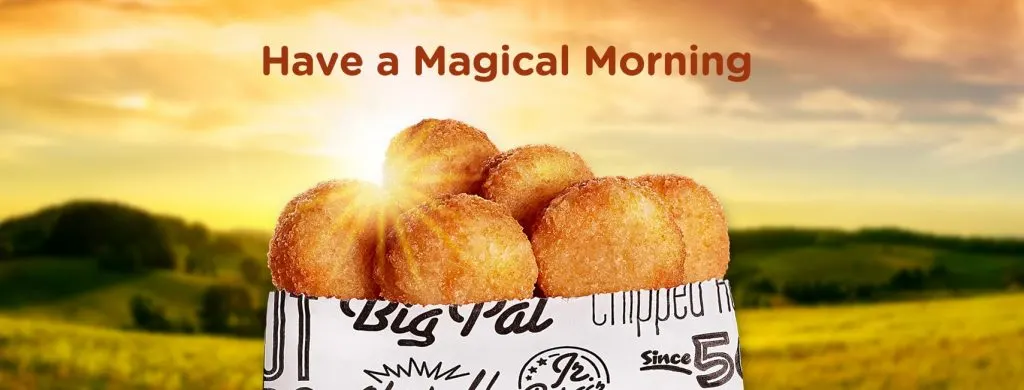 Graphic of Pal's Sudden Service cheddar rounds with "have a magical morning"