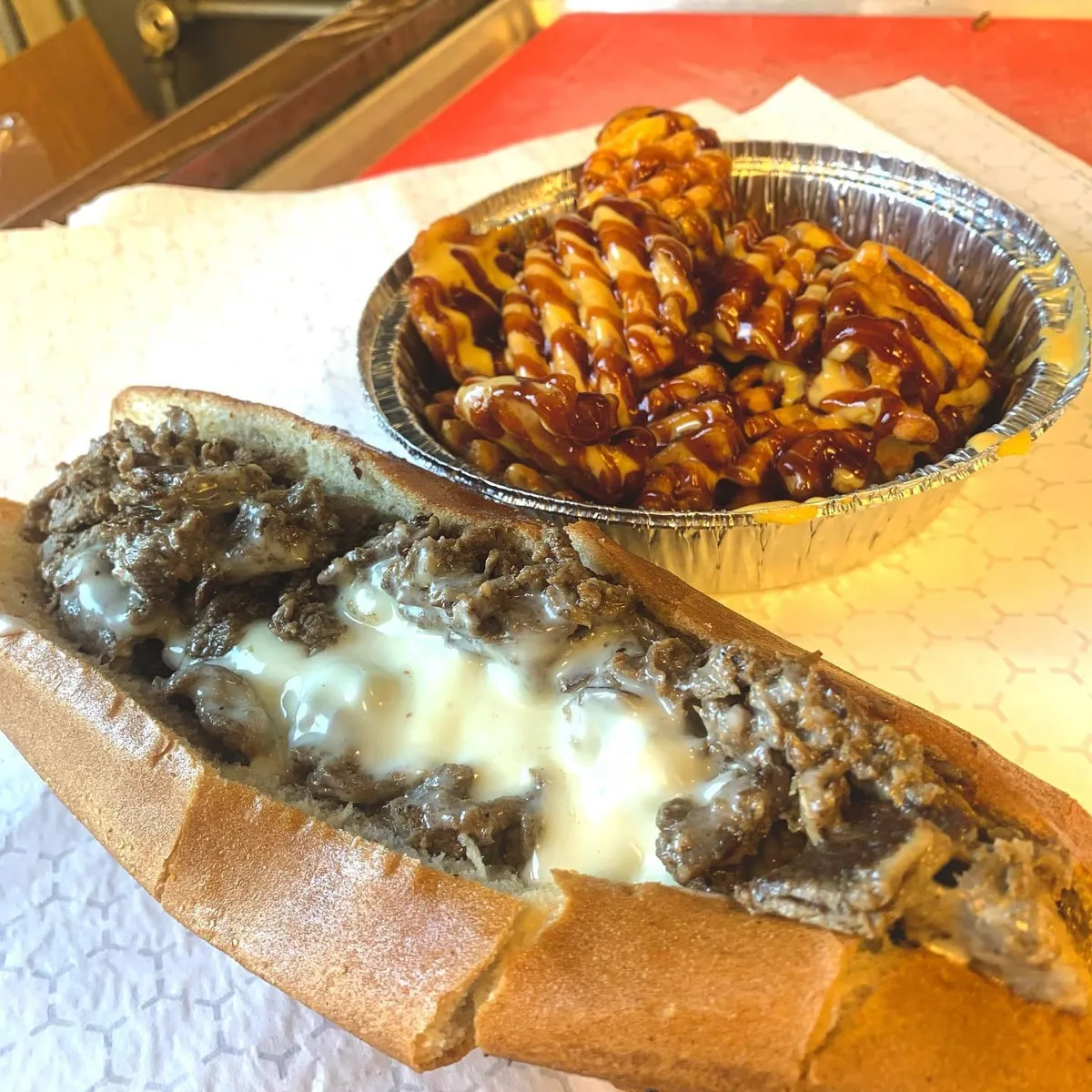 Philly Cheesesteak and fries from Alley Kat Food Truck Johnson City tn 