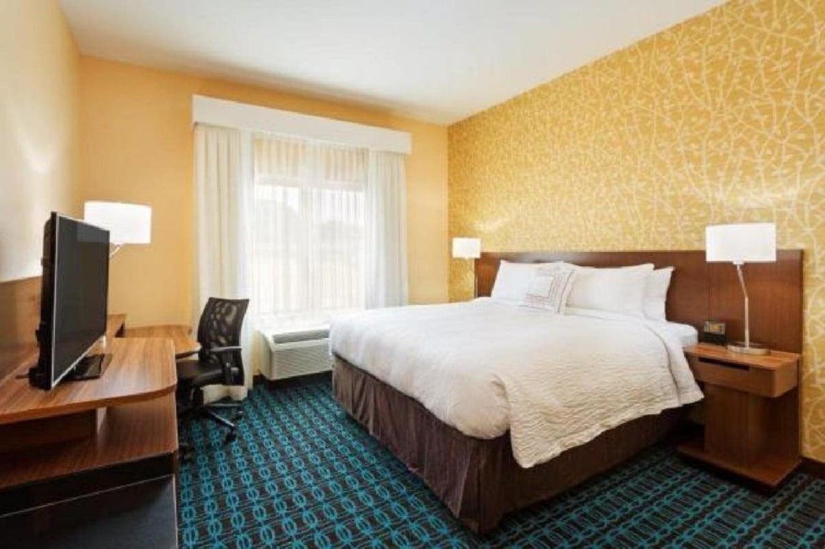Comfortable King Size Bed located at the Fairfield Inn & Suites Hotel in Johnson City TN 