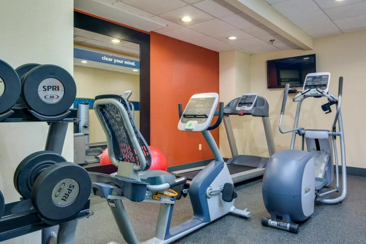 Fitness Center with equipment located at the Hampton Inn in Johnson City TN 