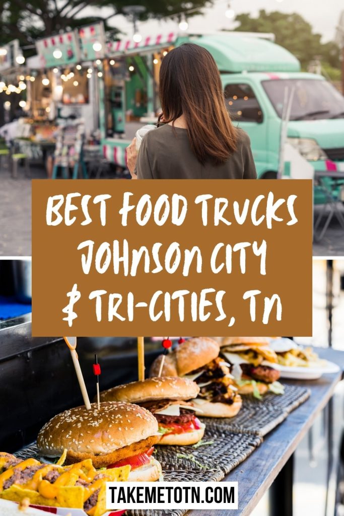 Gallery images of food trucks and food, with text overlay