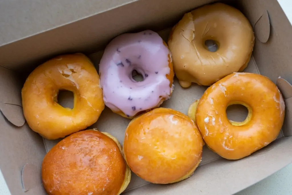 Box of six glazed donuts from Blackbird Bakery in Bristol TN-VA.