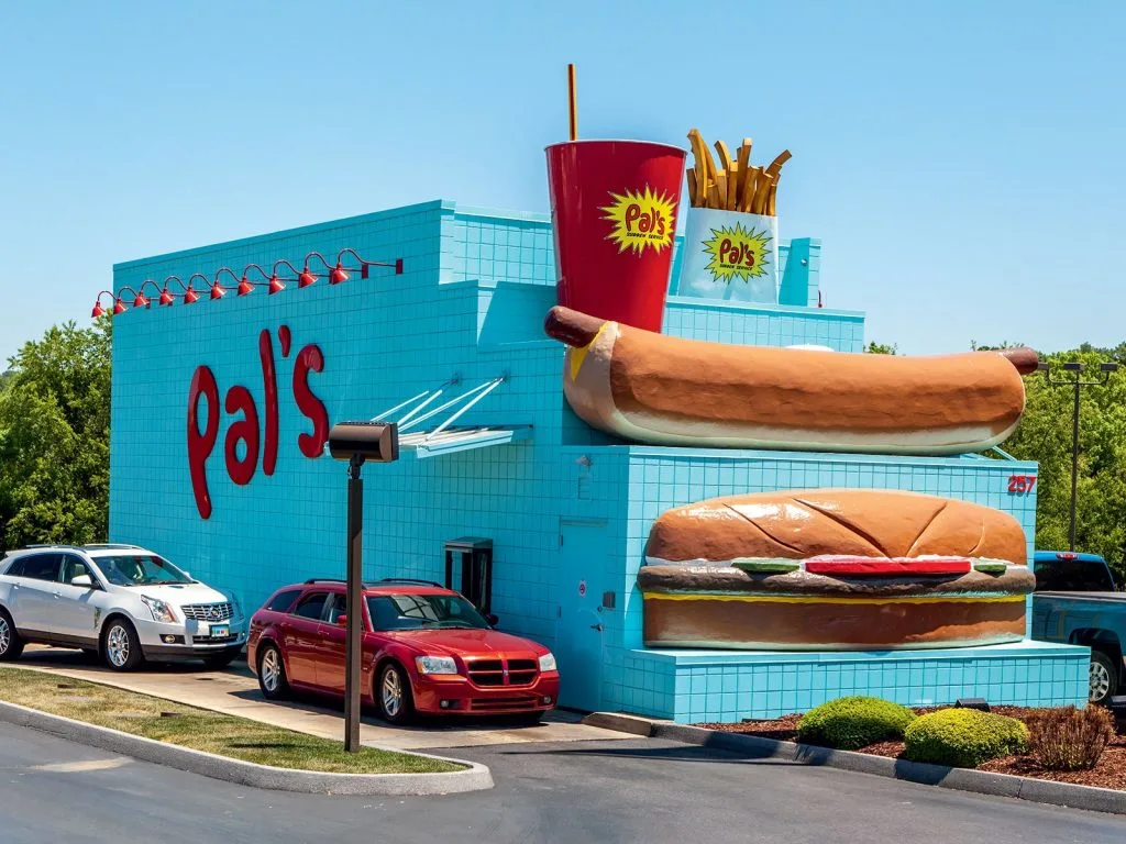 cards driving through pals drive through fast-food restaurant