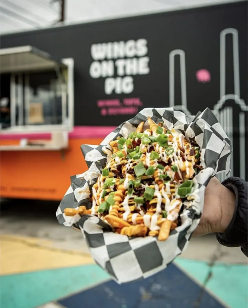 loaded fries at a food truck at the food truck park at central filling station