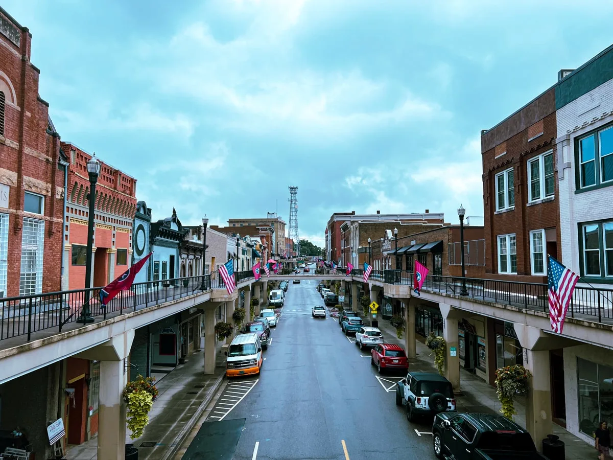 Looking at Downtown Morristown from the 2nd story Sky Mart