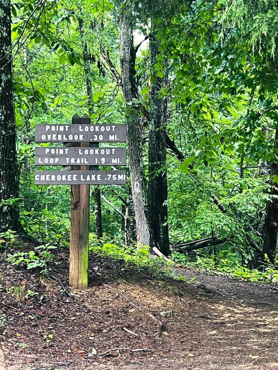 walking trail signs at Panther Creek State Park in Morristown TN 