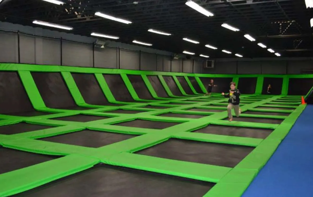 Kid running on the trampolines at the family fun center in morristown tn 