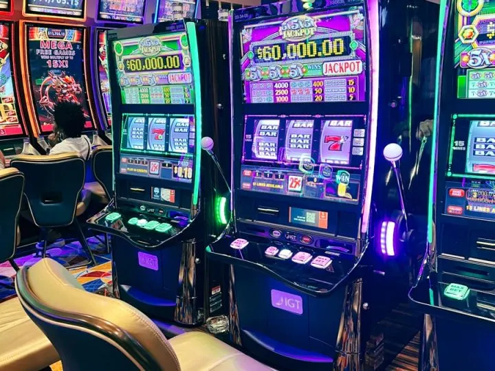 line of slot machines in the bristol casino