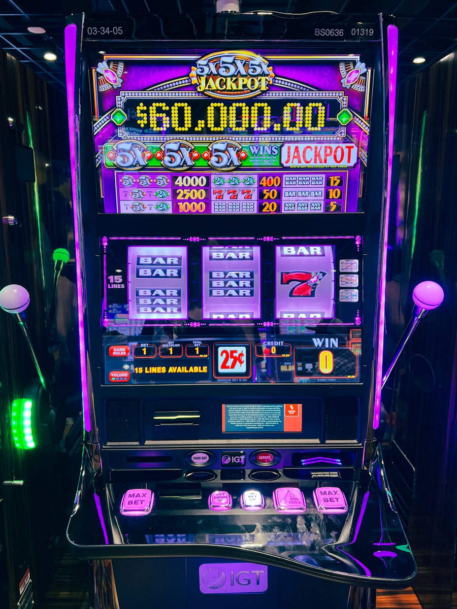 purple slot machine with $60,000 top prize