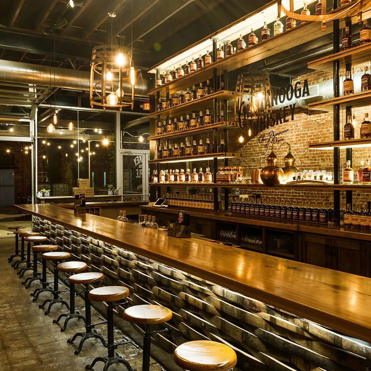 inside of the bar at the chattanooga distillery