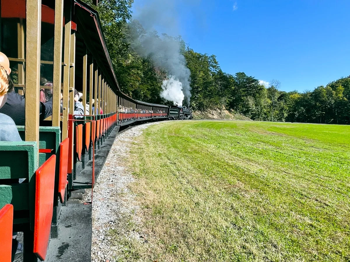 people riding the dollywood express