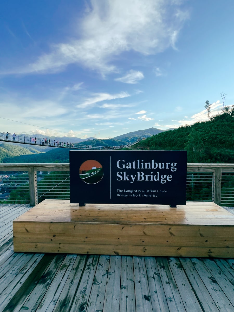 People walking along the Gatlinburg Skybridge