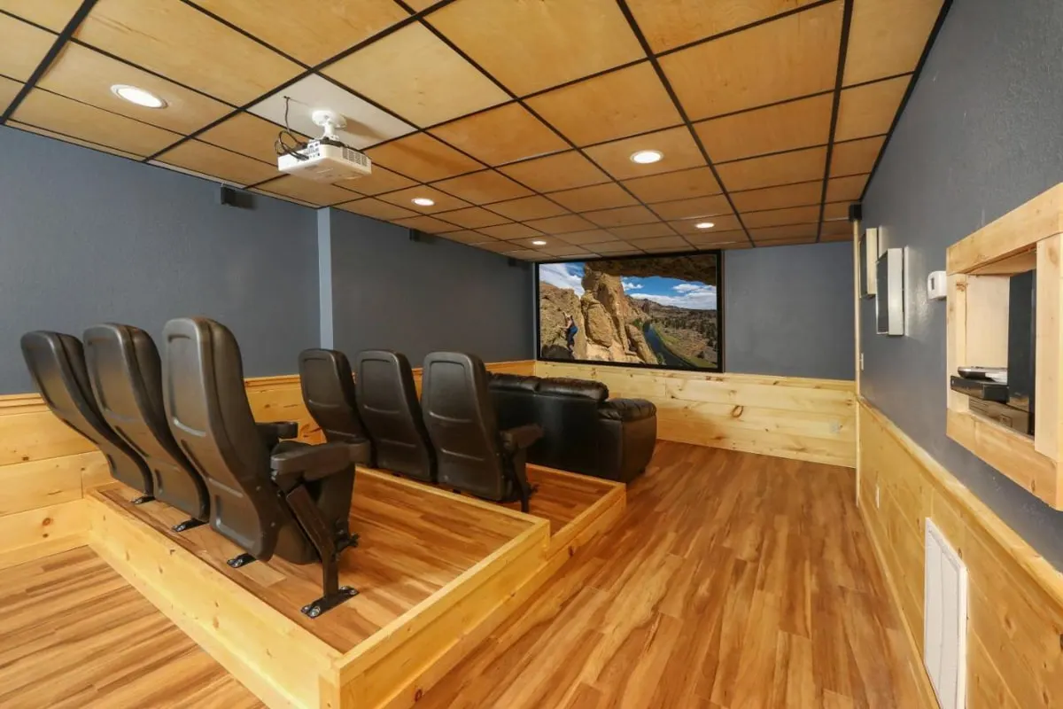 home theater room at the deer pass lodge in pigeon forge, TN 