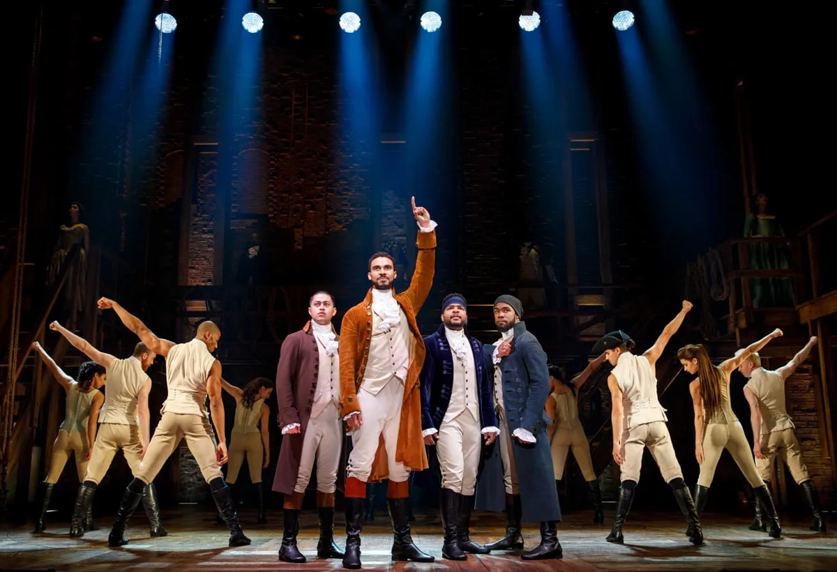 actors playing Hamilton on stage at the tennessee performing arts center