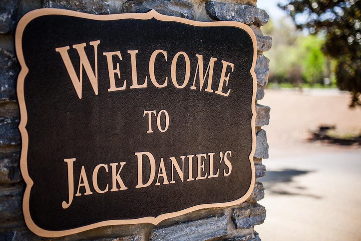 sign saying "welcome to Jack Daniel's" at the Jack Daniel Distillery