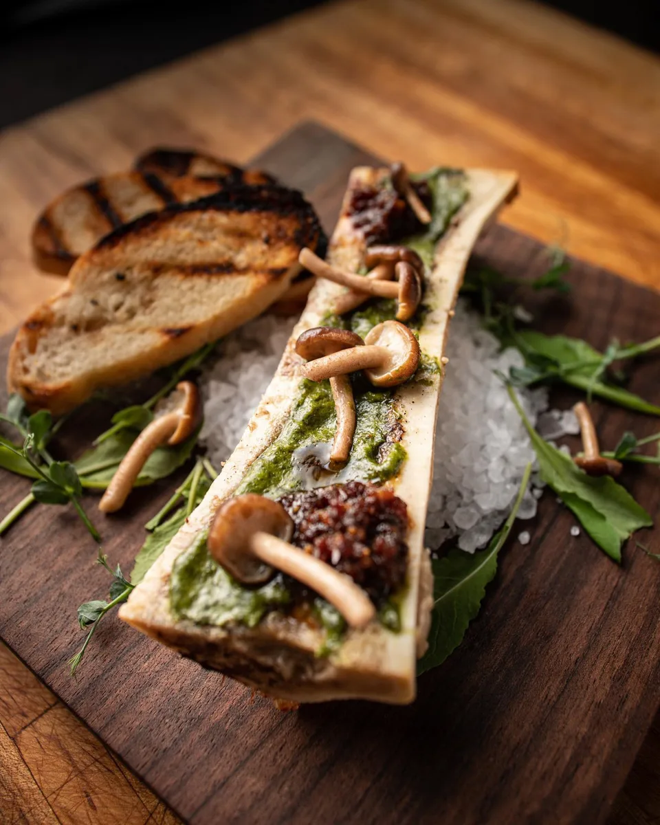 bone marrow and mushroom with bread