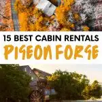 Gallery images of cabins in Pigeon Forge with text overlay.