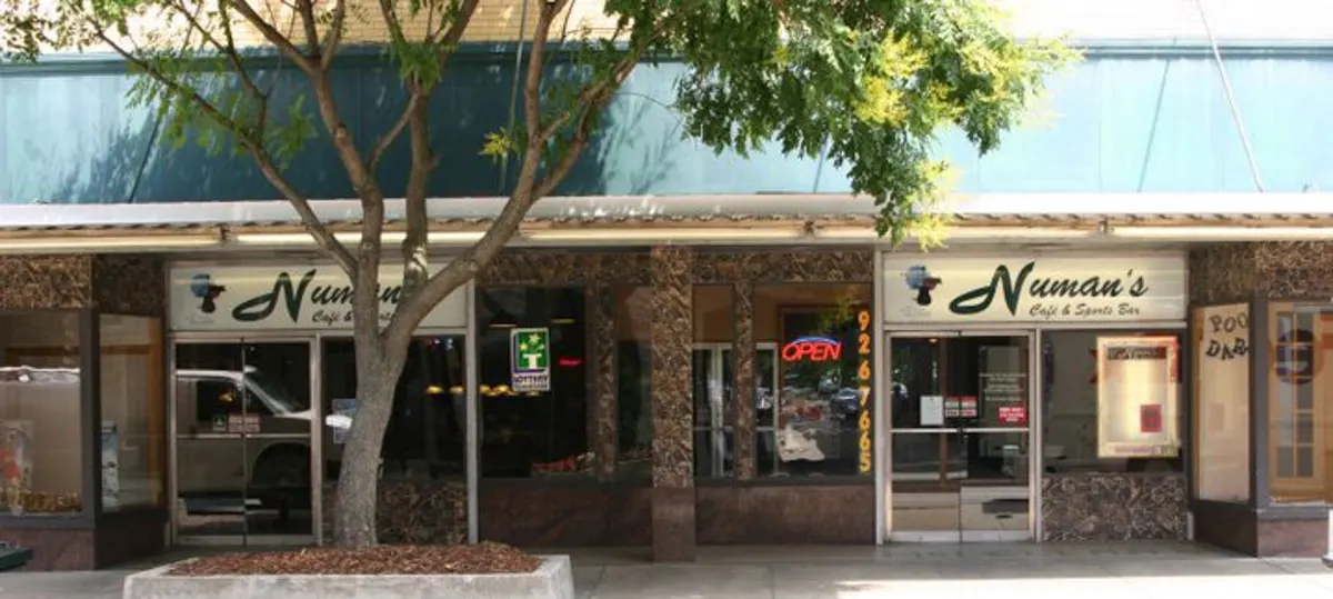 exterior of Numan's Cafe and Sports Bar in downtown Johnson City