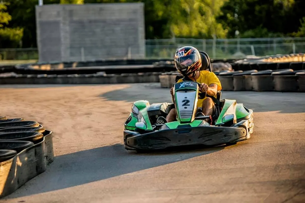 Person racing go karts at Xtreme Racing in Pigeon Forge TN 