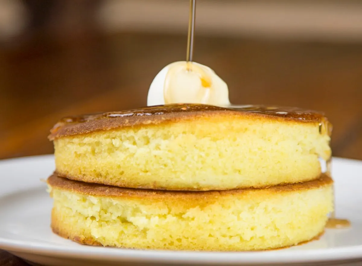 thick pancakes with butter and syrup at Crcoketts Breakfast Camp in Gatlinburg TN 