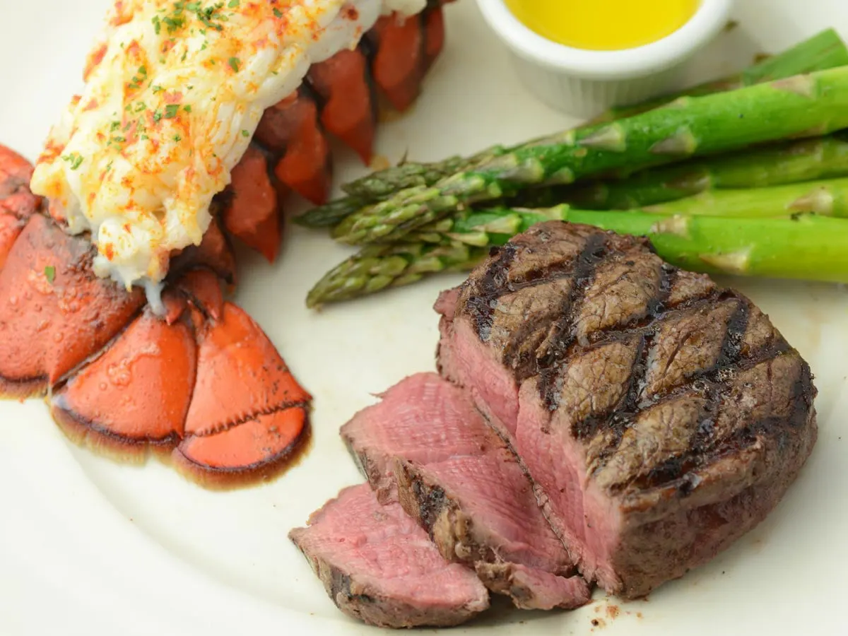 Lobster Tail, Steak, and asparagus at the Chop House in Kingsport TN 