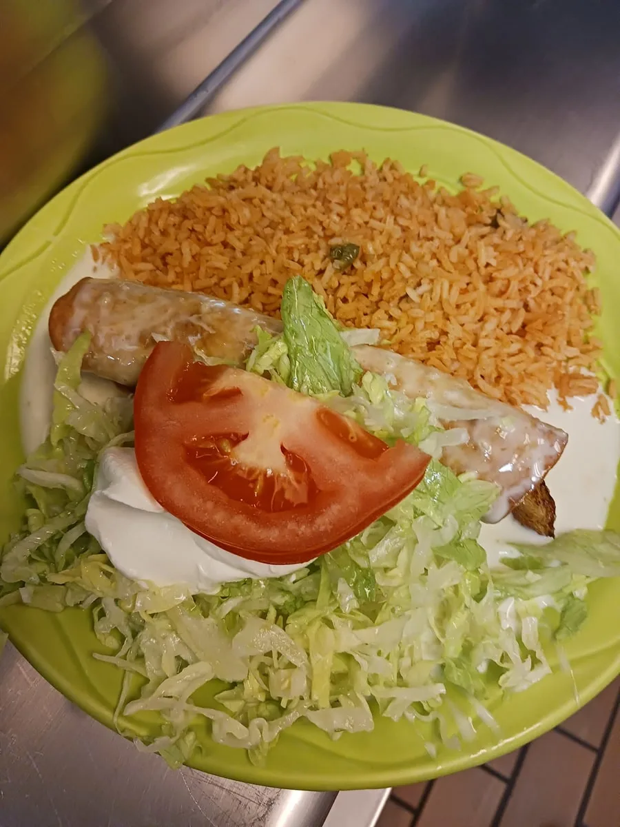 chimichanga with salad and rice at La Carreta in Kingsport TN 