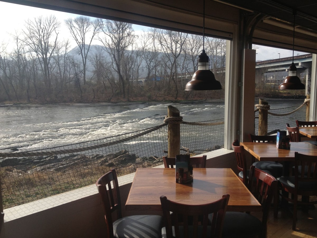 outdoor seating views overlooking the holston river in kingsport tn at the riverfront seafood restaurant