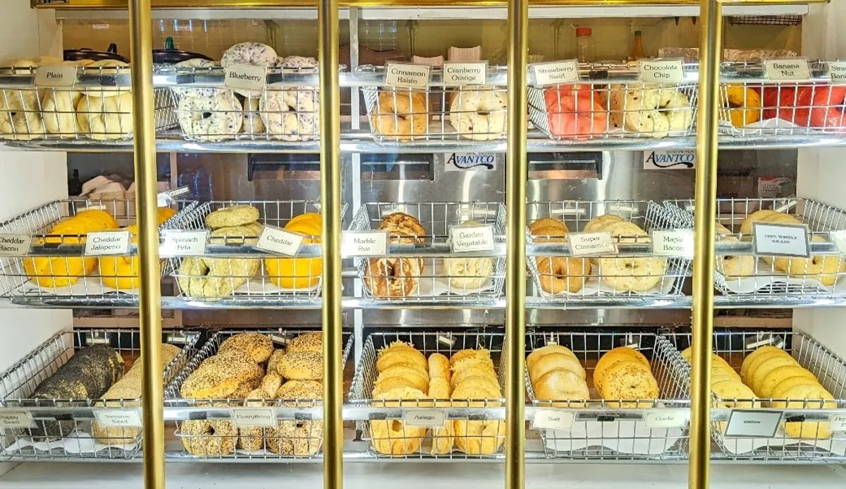 Assortment of bagels at the Bristol Bagel & Bakery