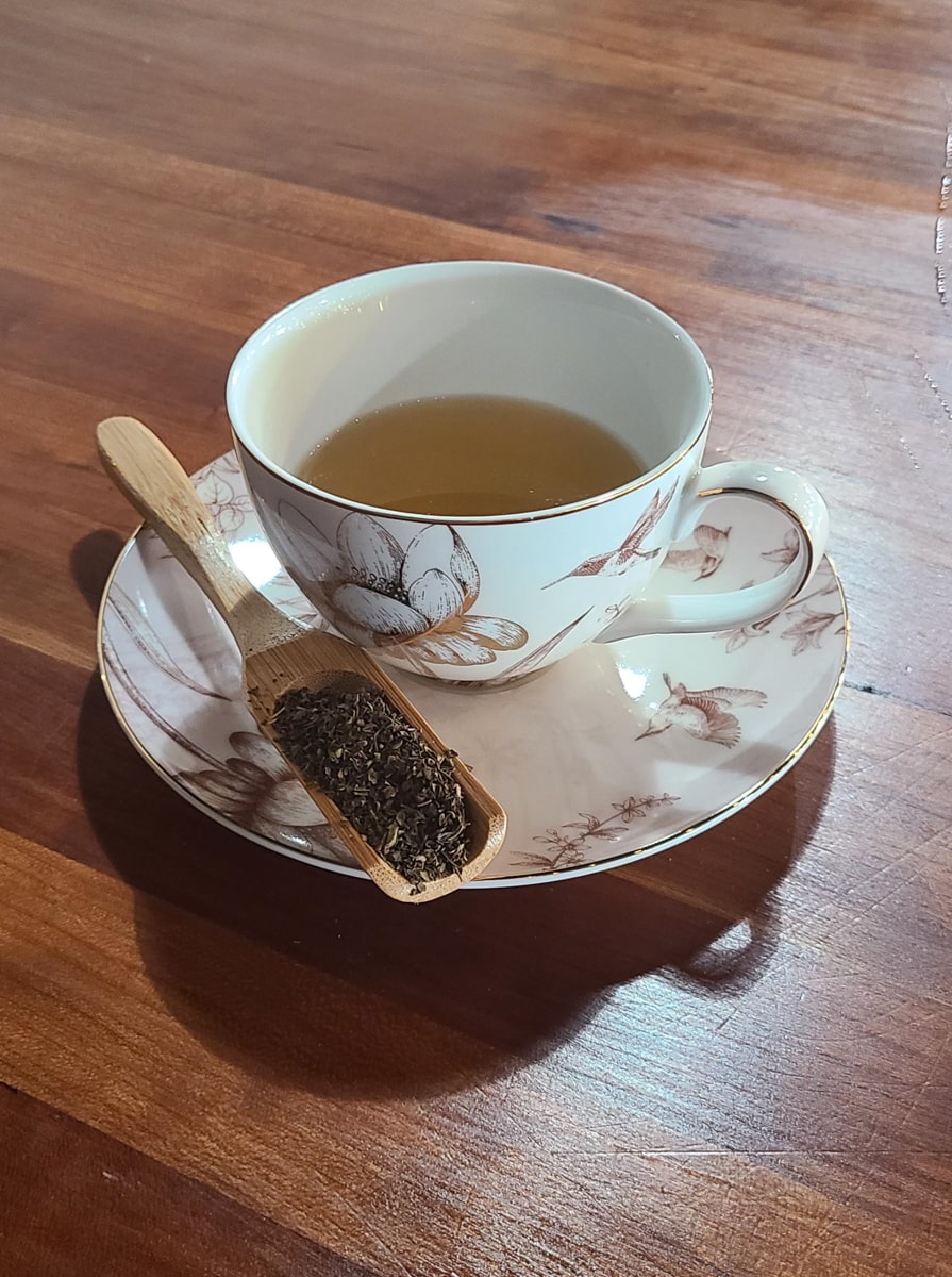Tea in a tea cup at Fika Coffee and Tea Shop in Bristol TN/VA