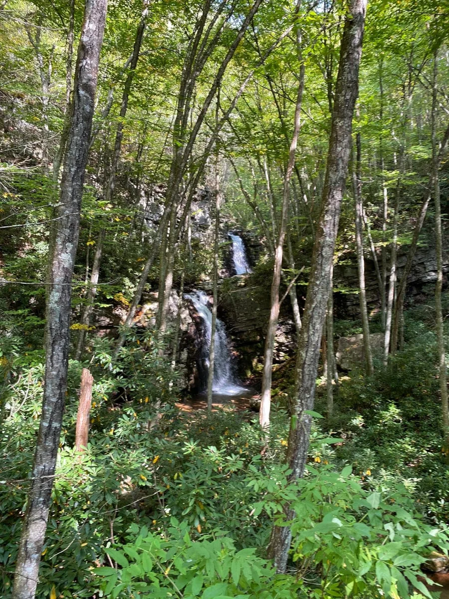 Double decker waterfalls in the woods at Gentry Creek Falls near Bristol TN/VA