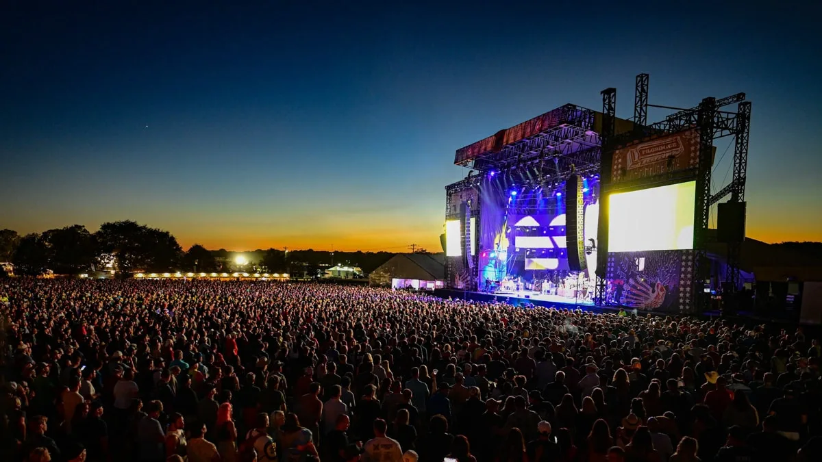 Music stage with a crowd of thousands of people at the Pilgrimage Music Festival