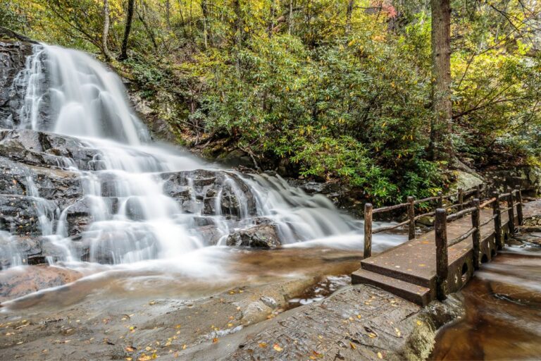 Laurel Falls waterfall hike near Gatlinburg in GSMNP
