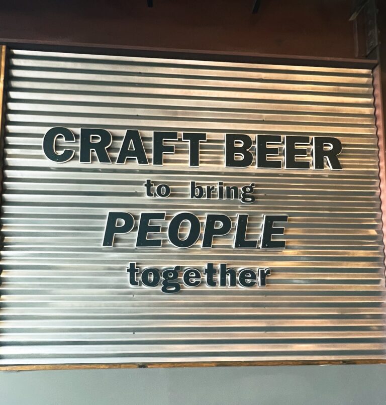 A Sign saying Craft Beer to bring people together at Bays Mountain Brewery in Kingsport TN