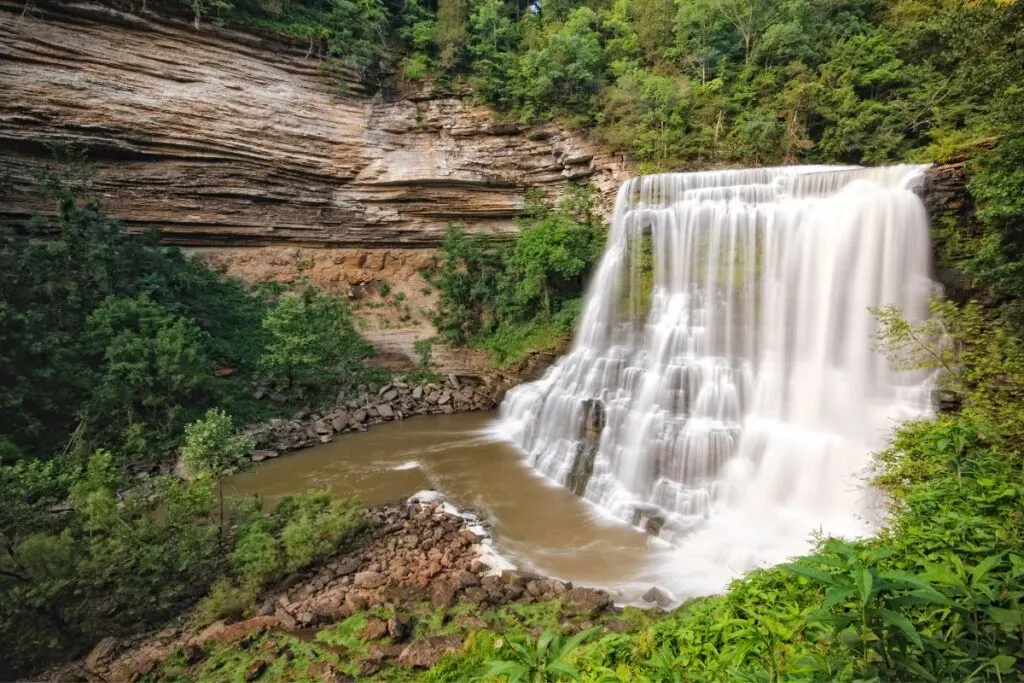 Aerial view of Burgess Falls near Nashville, TN.