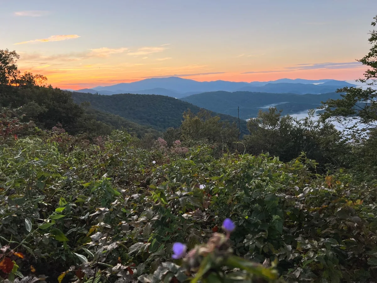 sunrise at the beauty spot in erwin tn overlooking johnson city tn 