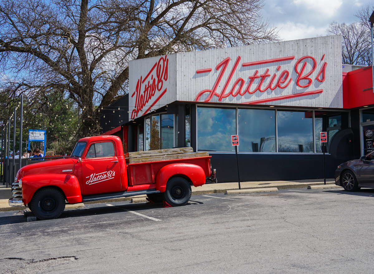 hattie B's restaurant with red truck outside 