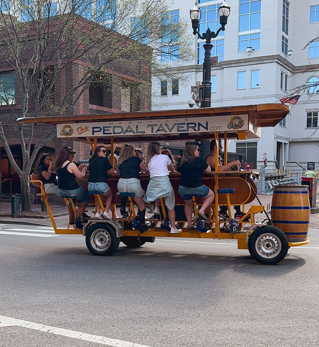 a bachelorette party on the pedal tavern in downtown nashville tn
