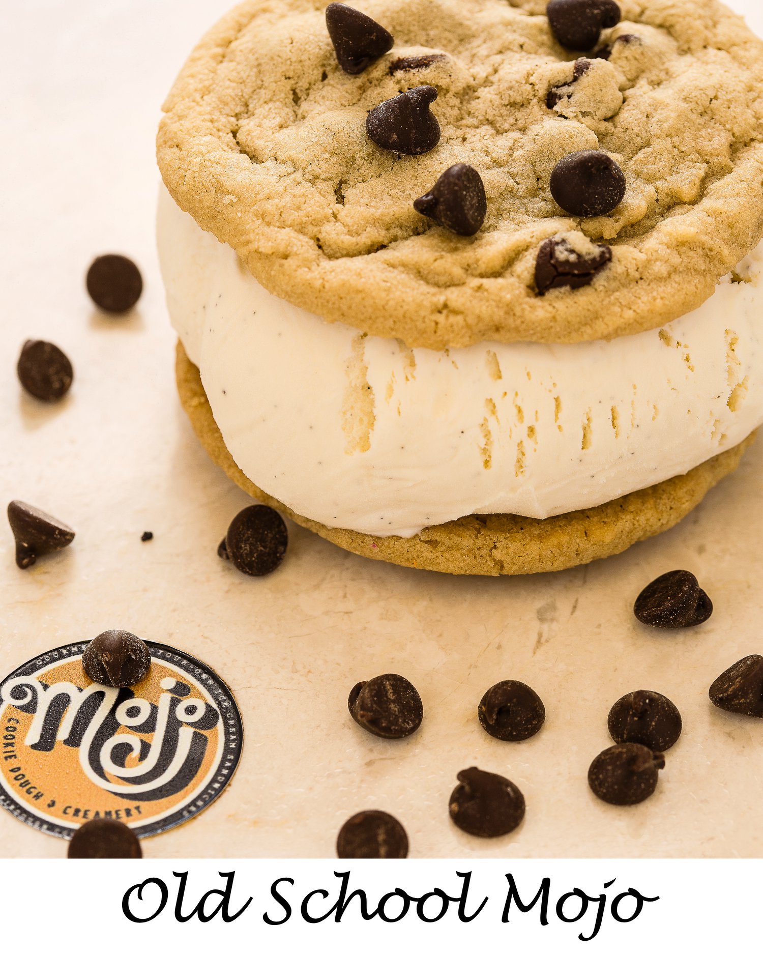cookie ice cream sandwich at mojo cookie dough food truck in nashville
