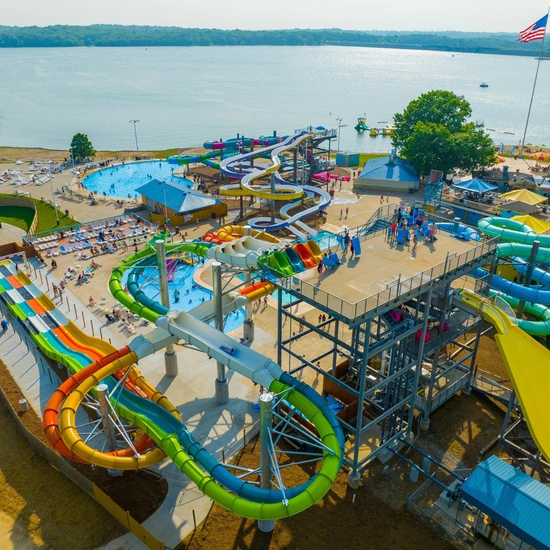 waterpark, pool, and waterslides at nashville shores rv park near nashville tn 