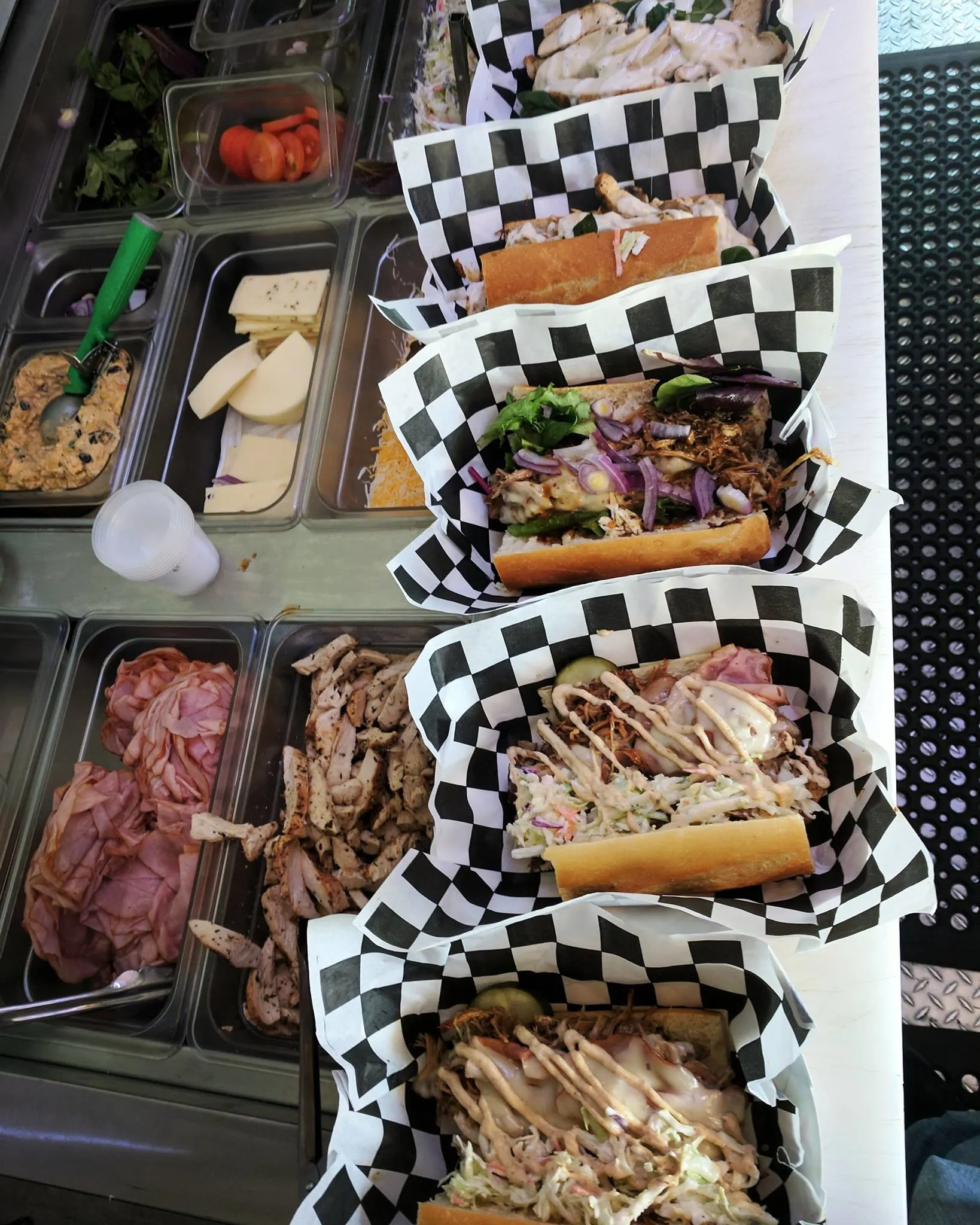 steamed sub sandwiches at the steaming goat food truck in nashville tn