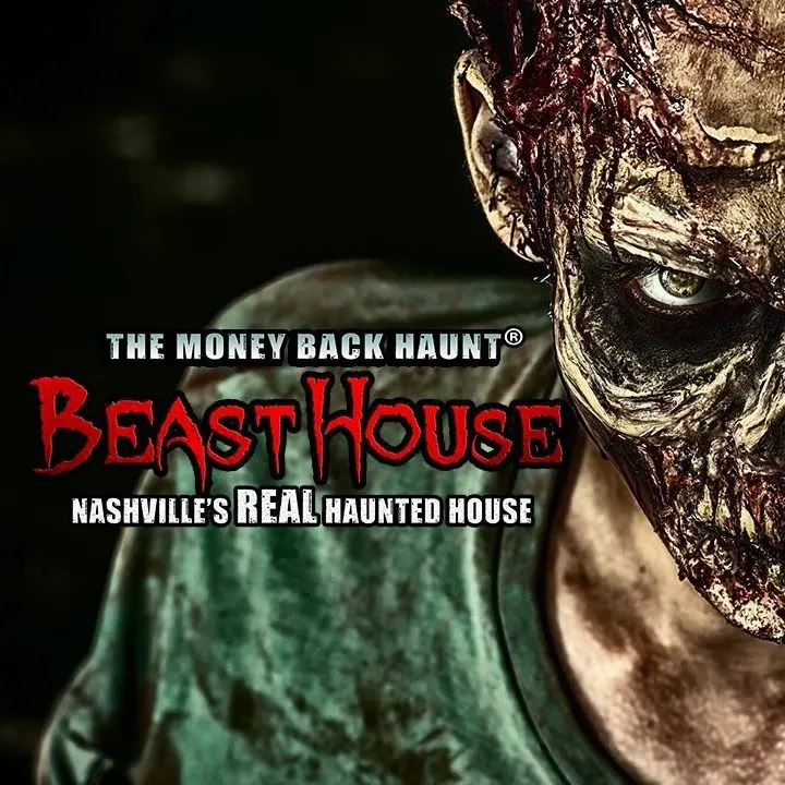 scary zombie person with beast house logo 