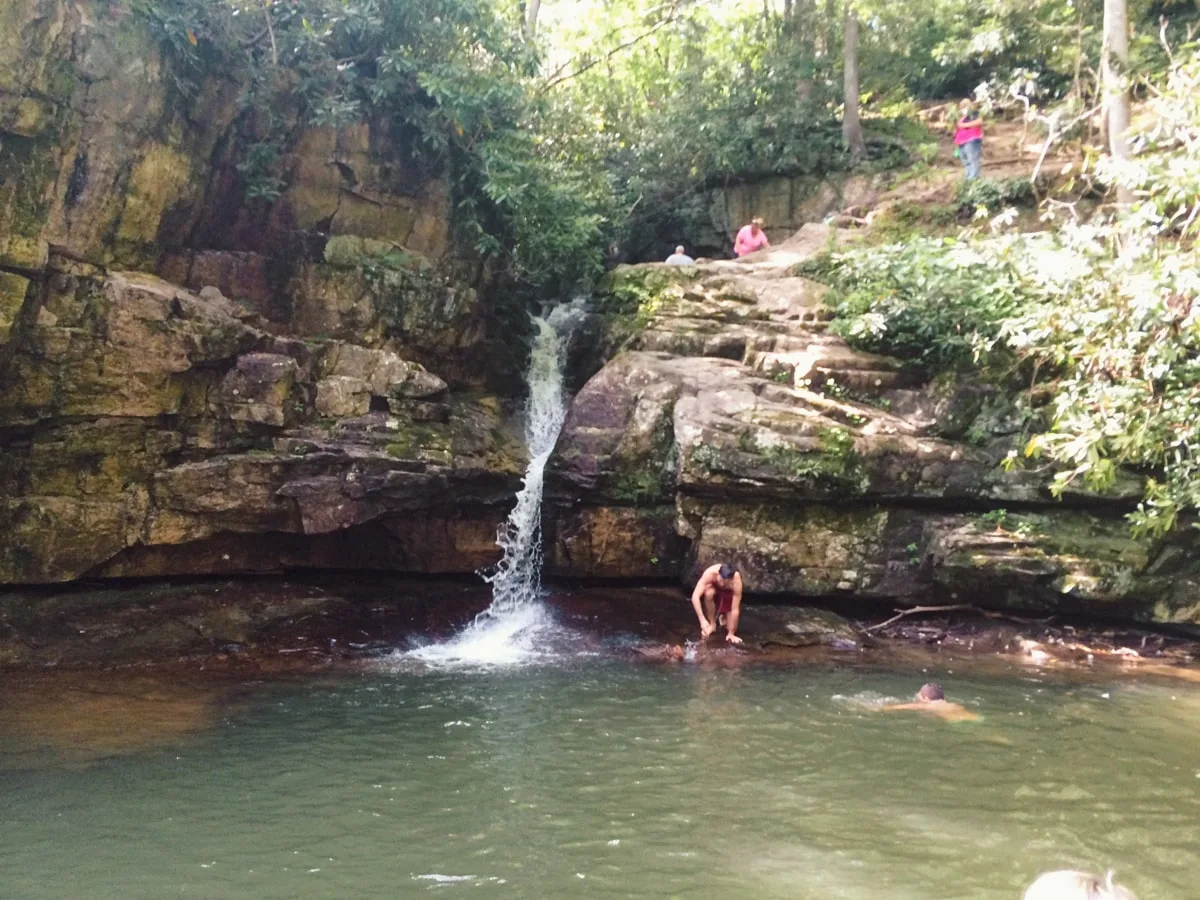 people swimming at blue hole falls in elizabethton tn 